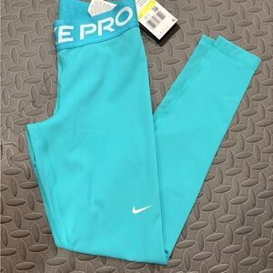 Nike Turquoise/Turquoise Pro High-Waist Athletic Leggings